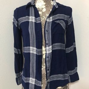 Plaid button up top